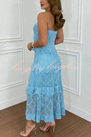 Angie Knit Off Shoulder Tiered Ruffle Texture Stretch Maxi Dress