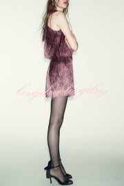 Flowing Elegance Layered Tassels Round Neck Sleeveless A-line Tank