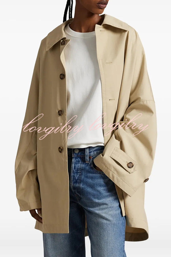 Timeless Fashion Button-breasted Wide Sleeve Pocket Twill A-line Jacket