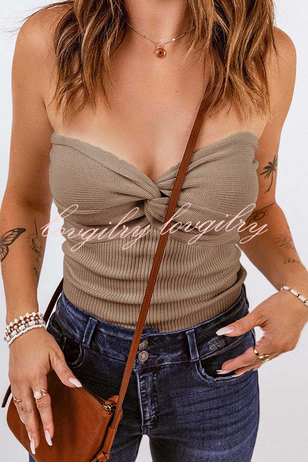 Sexy Tube Knit Ribbed Slim Backless Tank Top