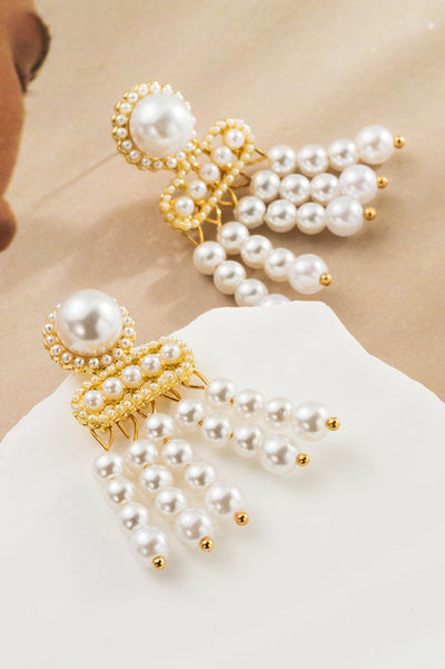 Stylish Pearl Tassel Elegant Earrings