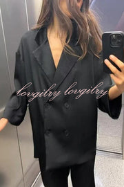 Fashionable Wrinkled Lapel Long-sleeved Loose Blazer