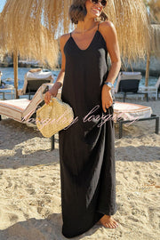 Sunny Beach Straps Unique Beaded Detail Backless Slit Maxi Dress