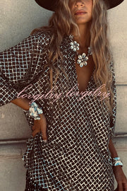 All about Glam Collar Sequin V-neck Half Sleeve Loose Top