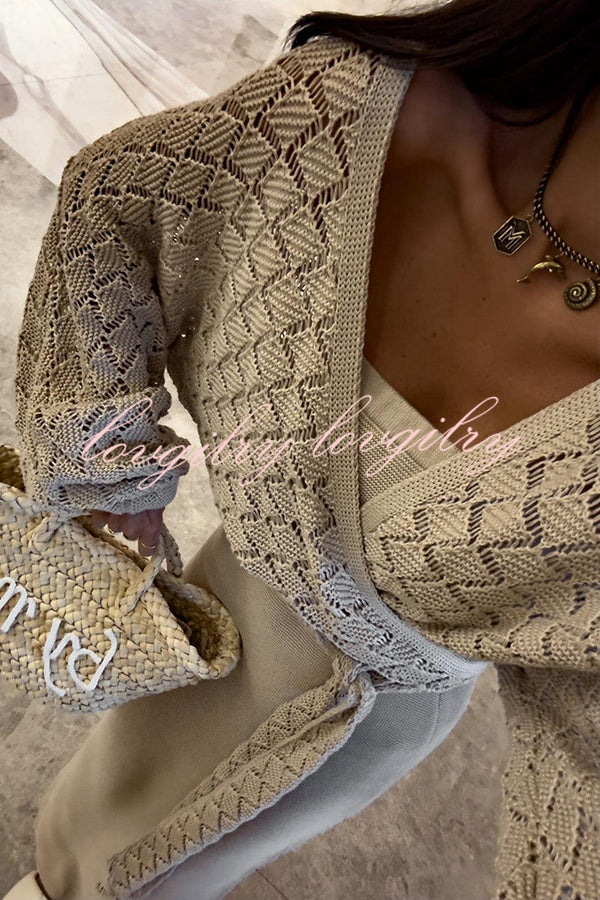 Fashion Front Cross Loose Lantern Sleeve Knitted Top