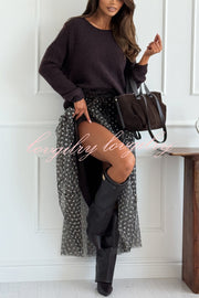 Timeless Treasures Tulle Polka Dot High Rise Elastic Waist Maxi Skirt