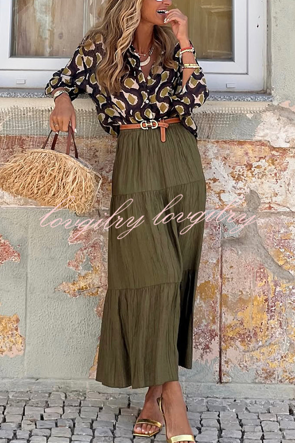Solid Color Splicing Casual Vacation Maxi Skirt