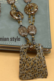 Leopard Print Long Geometric Accessories Necklace