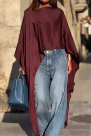 Solid Color Casual Irregular Loose Cape