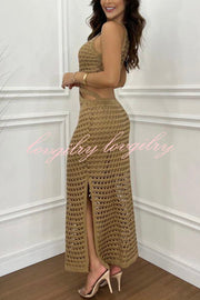 Stunning Gaze Knit Texture Waist Cutout Stretch Maxi Dress