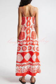 Beautiful Shell Unique Print Front Lace-up Maxi Dress