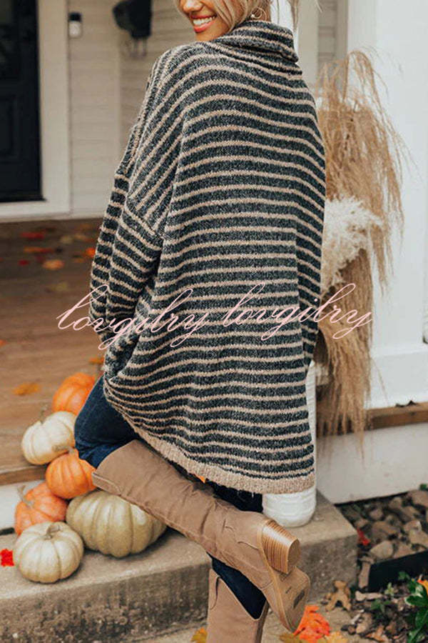 Perfect Timing Stripe Pocketed Tunic Sweater