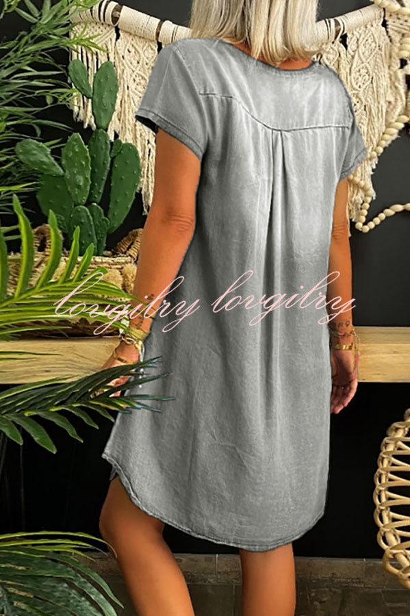 Loose Casual Short Sleeve Denim Mini Dress