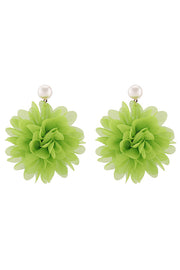 Fashion Holiday Fabric Floral Pearl Earrings