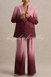 Enya Ombre Print Elastic Waist Pocketed Wide Leg Pants