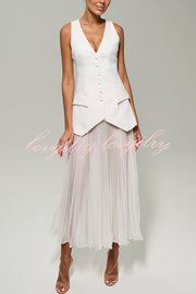 Modern Day Chiffon Pleated High Rise A-line Midi Skirt