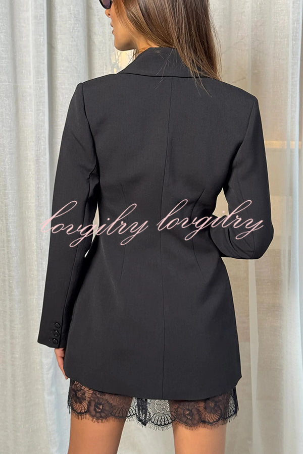 Pure and Beautiful Double-breasted Long Sleeve Lapel Blazer Mini Dress
