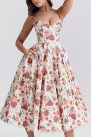 Fairy Tale Gorgeous Italian Rose Print Tulle Slip Midi Dress