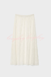 Elegant Casual Feeling Floral Lace Elastic Waist Maxi Skirt