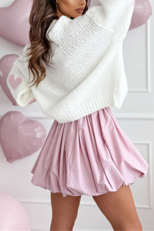 Fashionable Loose-fitting Heart-shaped Jacquard Long-sleeved Knit Sweater