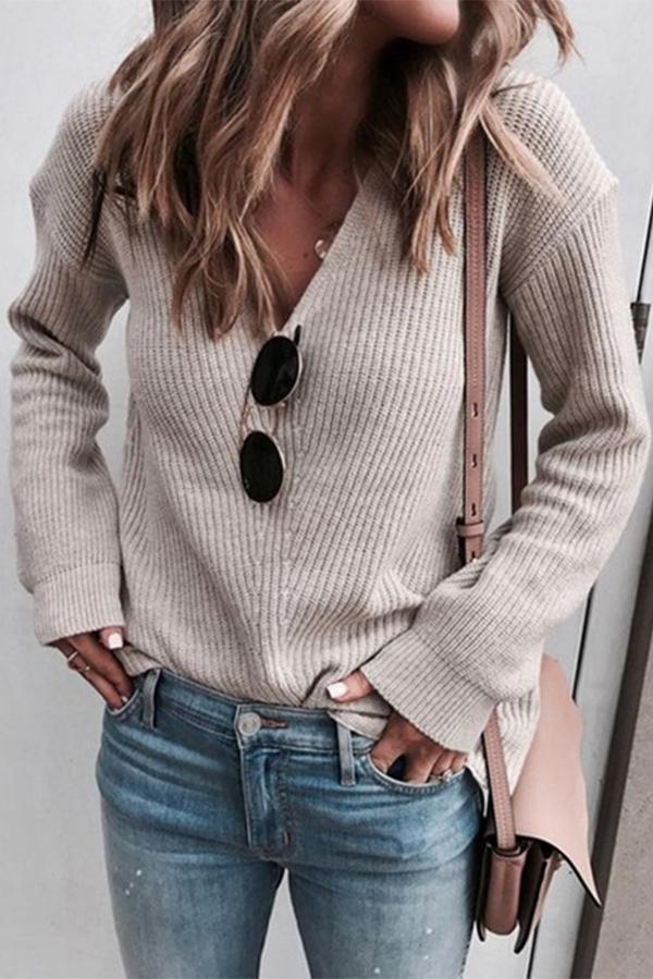 Fashion V-neck Knitted Top