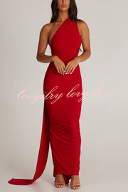 Sexy Backless Pleated Slim Solid Color Sleeveless Elegant Maxi Dress