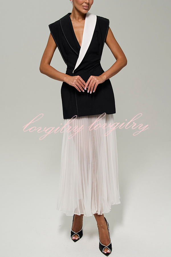 Modern Day Chiffon Pleated High Rise A-line Midi Skirt