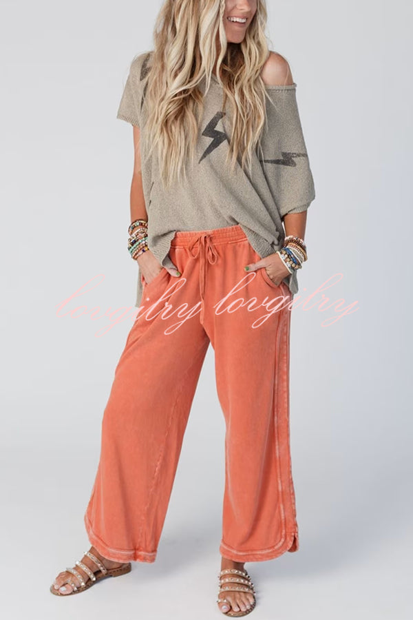 Lightning Pattern Loose Batwing Sleeve Knit Top