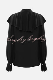 Court-style Draped Ruffled Elegant Chiffon Blouse