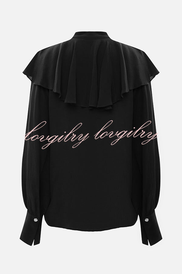 Court-style Draped Ruffled Elegant Chiffon Blouse