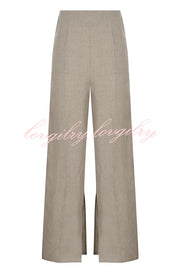 Solid Color Pocket Slit Loose Wide Leg Pants