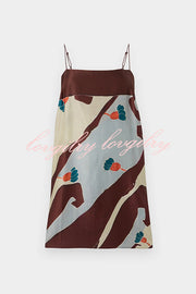 Loving Views Satin Unique Print a-line Tank and Elastic Waist Loose Pants Set