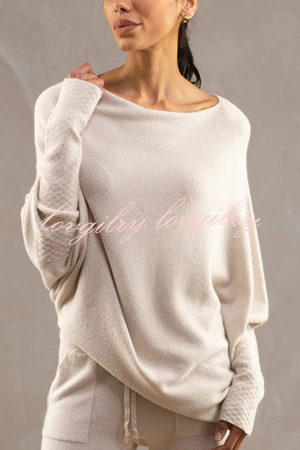 Solid Color Round Neck Long Sleeve Loose Knitted Sweater