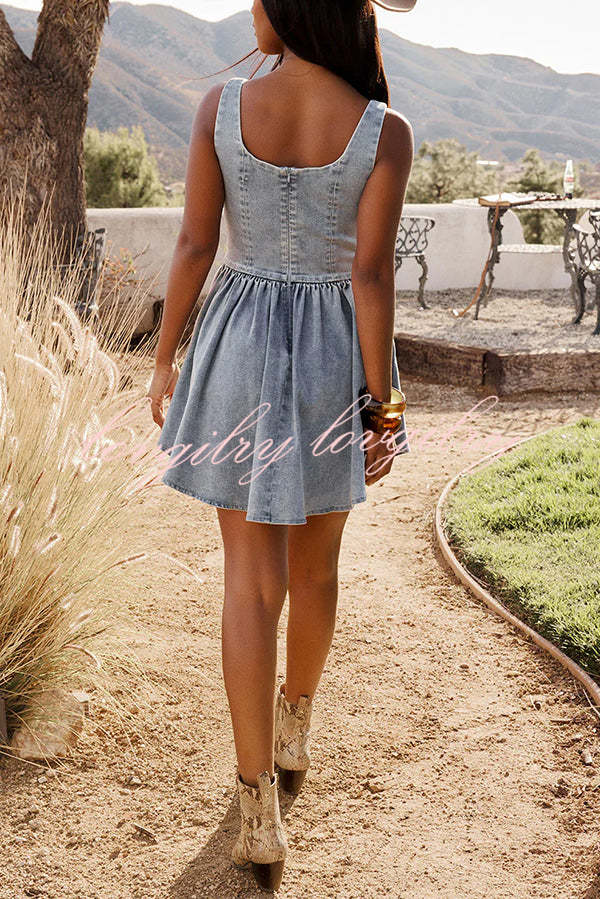 Fashion Slim-fit Stretch-strap Denim Mini Dress