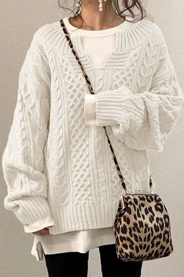 Linen Pattern Casual Knit Sweater