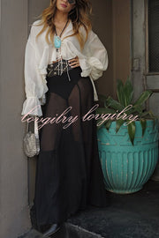 Boho Forever Chiffon High Rise Elastic Waist A-line Maxi Skirt