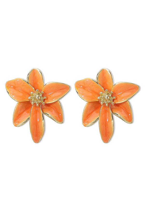 Vintage Colorful Enamel Flower Stud Earrings