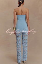 Anette Bandage Knit Strapless Stretch A-line Midi Top