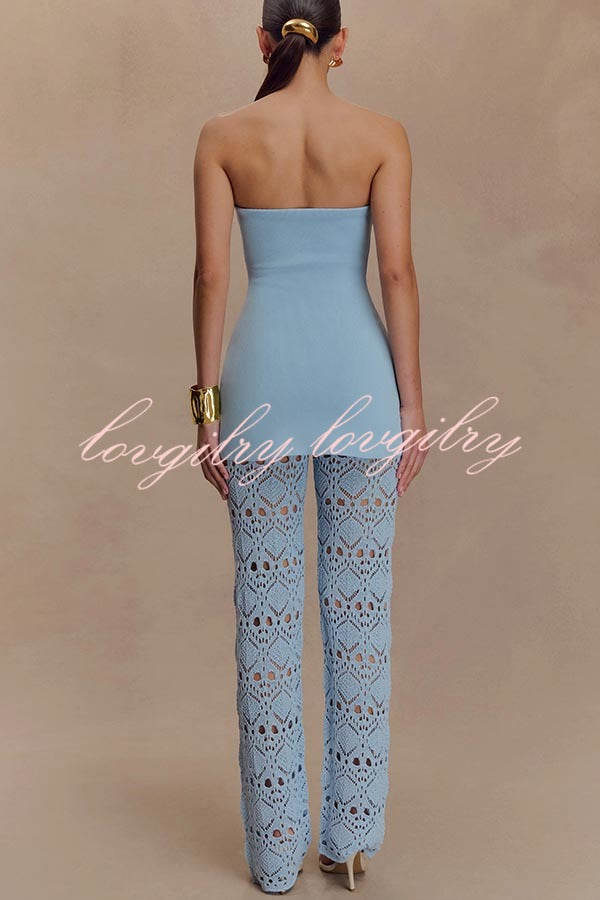 Anette Bandage Knit Strapless Stretch A-line Midi Top