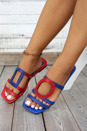 Fashionable and Casual Color-blocked Simple Flat Sandals