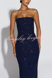 Pandra Glittery Crepe Fabric Off Shoulder Ruched Slit Cape Maxi Dress