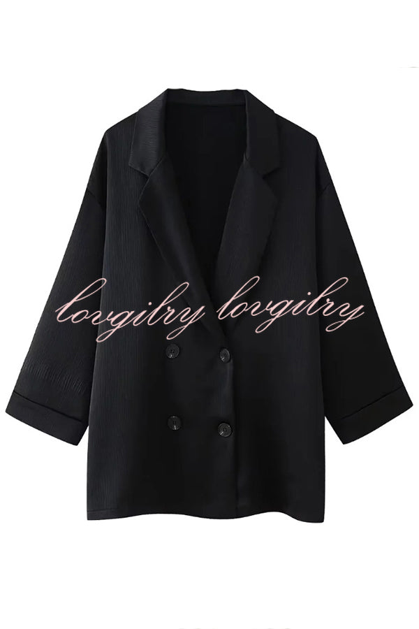 Fashionable Wrinkled Lapel Long-sleeved Loose Blazer