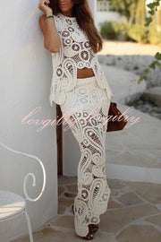 Summer Getaway Look Crochet Lace Irregular Hem Loose Tank Top