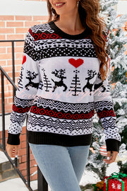 Christmas Print Crew Neck Long Sleeve Sweater