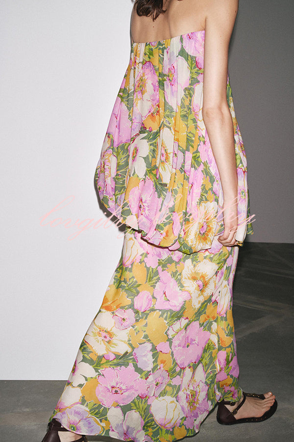 Floral Print Off-the-shoulder Irregular Loose Maxi Dress
