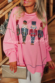 Adorable Nutcracker March Sequin Pullover Sweatshirt