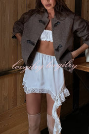 Fashionable Lace Asymmetrical Elegant Mini Skirt