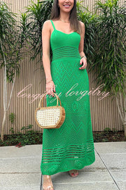 Brunch Voyage Knit Texture Stretch Maxi Dress