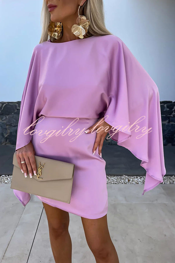 Beautiful Wings Satin Butterfly Sleeve Mini Dress