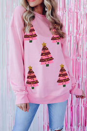 Christmas Tree Sequin Loose Casual Long Sleeve Sweatshirt